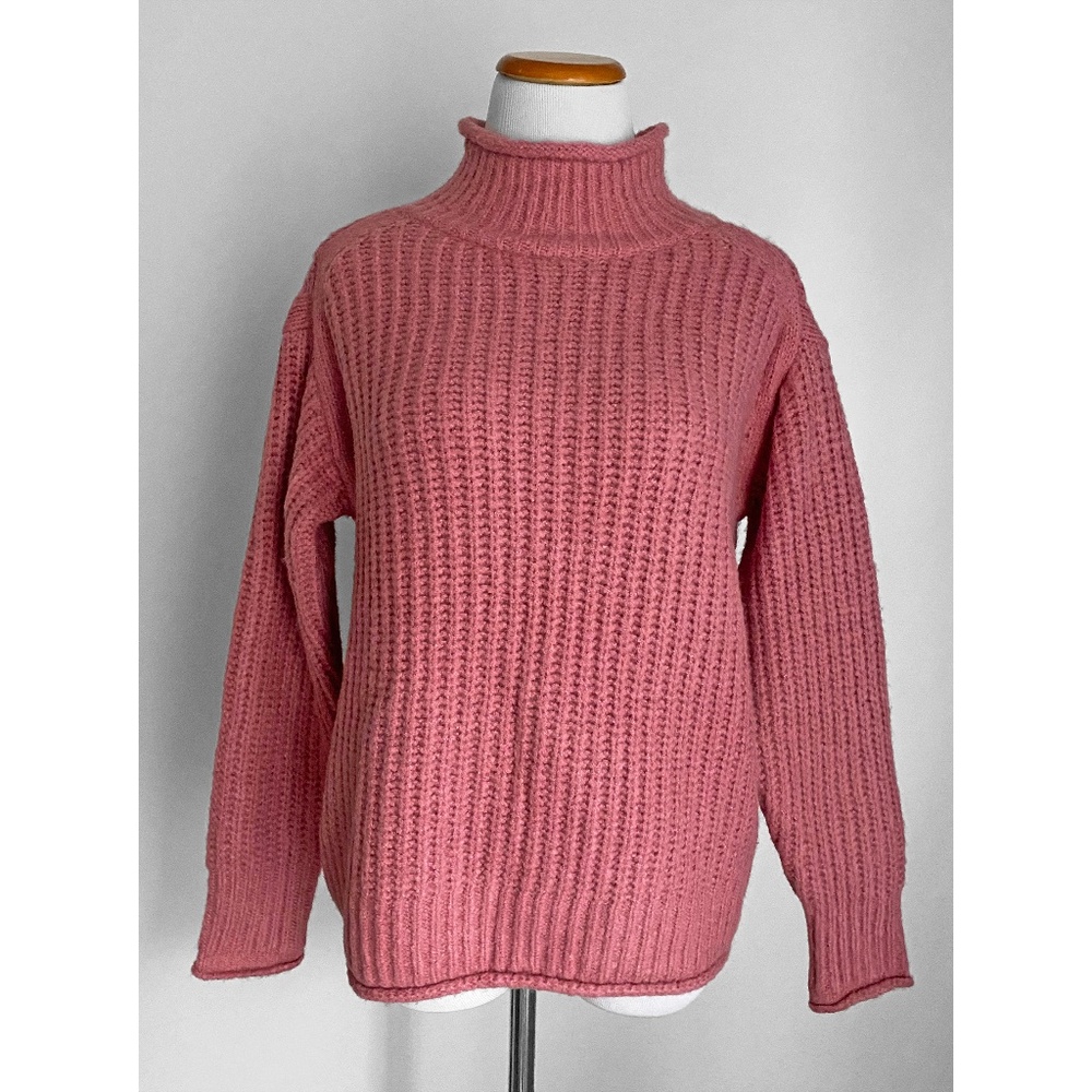 NWT! Vince Camuto Chunky Knit Mock Mauve Pink Umbra Forest Sweater w/ Mock Neck